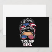 Trump Meisje Messy Bun USA Vlag Trump 2024 Verkiez Kaart (Voorkant / Achterkant)