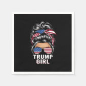 Trump Meisje Messy Bun USA Vlag Trump 2024 Verkiez Servet (Voorkant)