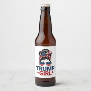 Trump Meisje Rommelige Knot Trump 2024 Verkiezing Bier Etiket