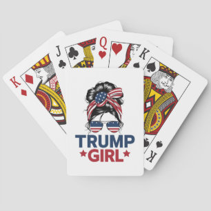 Trump Meisje Rommelige Knot Trump 2024 Verkiezing Pokerkaarten