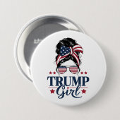 Trump Meisje Rommelige Knot Trump 2024 Verkiezing Ronde Button 7,6 Cm (Voorkant /achterkant)