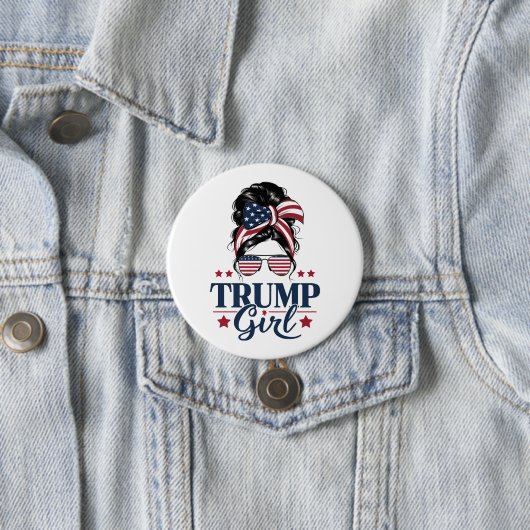Trump Meisje Rommelige Knot Trump 2024 Verkiezing Ronde Button 7,6 Cm (In situ)