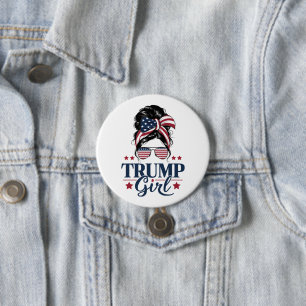 Trump Meisje Rommelige Knot Trump 2024 Verkiezing  Ronde Button 7,6 Cm