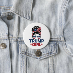 Trump Meisje Rommelige Knot Trump 2024 Verkiezing  Ronde Button 7,6 Cm