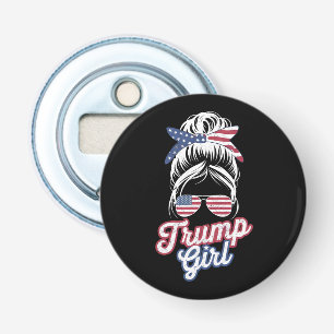 Trump Meisje Rommelige Knot Vintage USA Amerikaans Button Flesopener