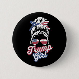 Trump Meisje Rommelige Knot Vintage USA Amerikaans Ronde Button 5,7 Cm