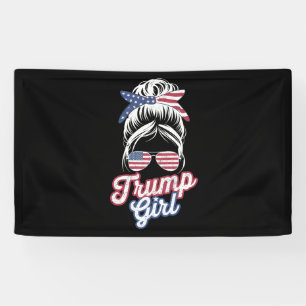 Trump Meisje Rommelige Knot Vintage USA Amerikaans Spandoek