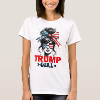 Trump Meisje Rommelige Knot Zonnebril Trump Amerik T-shirt