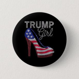 Trump Meisje Stilettos Hoge Hak Amerikaanse Vlag B Ronde Button 5,7 Cm