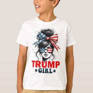 Trump Meisje Wanordelijke Knot Zonnebril Trump Ame T-shirt