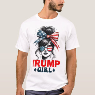Trump Meisje Wanordelijke Knot Zonnebril Trump Ame T-shirt