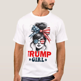 Trump Meisje Wanordelijke Knot Zonnebril Trump Ame T-shirt