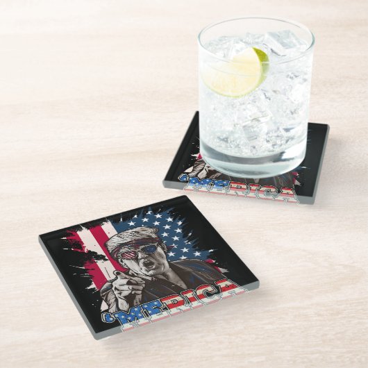 Trump Merica Glazen Onderzetter (Schuin)