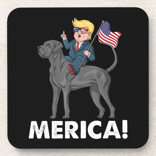 Trump Merica Great Dane Dog American Hero 4th Bier Onderzetter (Voorkant)