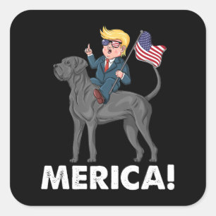 Trump Merica Great Dane Dog American Hero 4th Vierkante Sticker