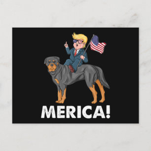 Trump Merica Rottweiler Dog American Hero Briefkaart