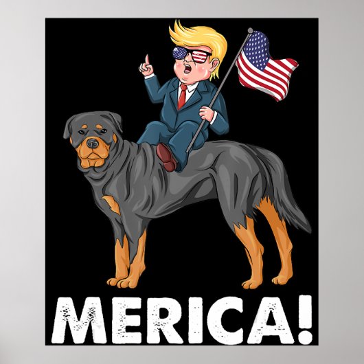 Trump Merica Rottweiler Dog American Hero Poster (Voorkant)