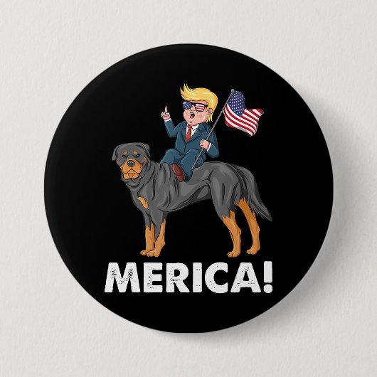 Trump Merica Rottweiler Dog American Hero Ronde Button 7,6 Cm (Voorkant)