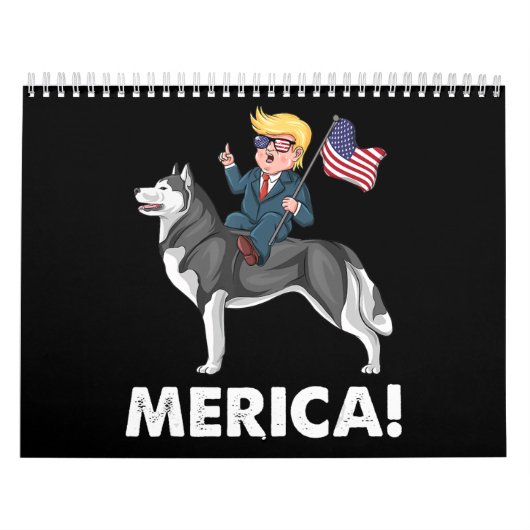Trump Merica Siberian Husky Dog American Hero Kalender (Hoes)