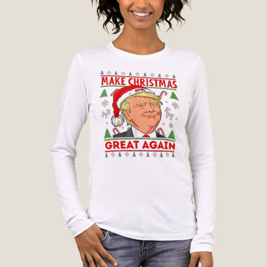 Trump Merry Christmas Shirt, Donald Trump Vrouwen Tri-Blend Shirt (Voorkant volledig)