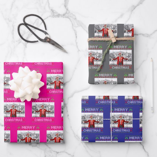 Trump Merry Kerstmis Inpakpapier Vel (Voorkant)