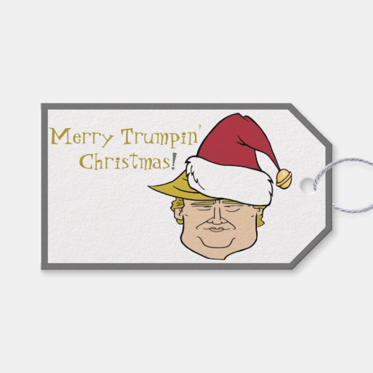 Trump Merry-Labels met aangepaste kerstcadeaus Cadeaulabel (Voorkant (Horizontaal))