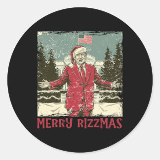 Trump Merry Rizzmas Grappige Trump Dance Chr Ronde Sticker