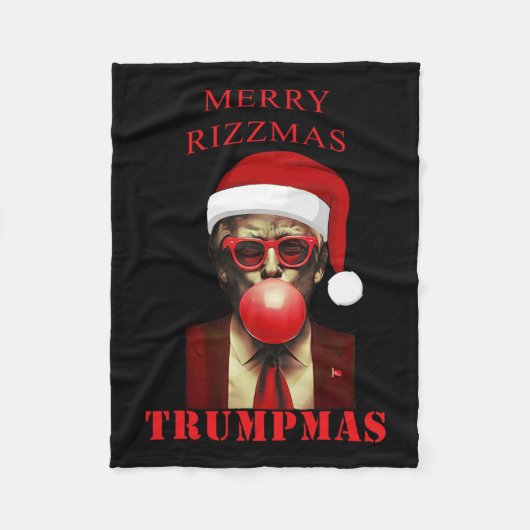 Trump Merry Rizzmas Trumpmas Grappige kerstbubbel Fleece Deken (Voorkant)