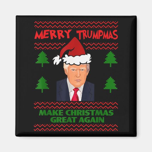 Trump Merry Trumpmas Santa Trump Make Christmas Gr Magneet (Voorkant)