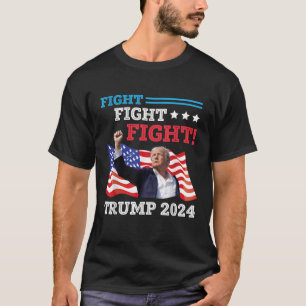 Trump met Amerikaanse vlag vecht tegen Trump 2024 T-shirt