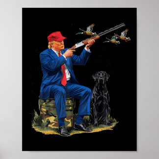 Trump met hond eend watervogels jagen camo preside poster