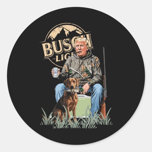 Trump met hond eend watervogels jagen camo preside ronde sticker (Voorkant)
