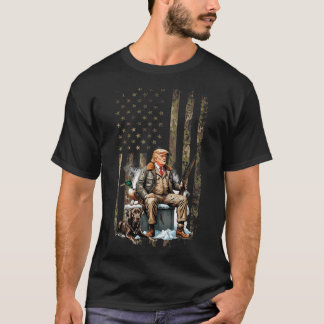 Trump met hond eend watervogels jagen camo preside t-shirt