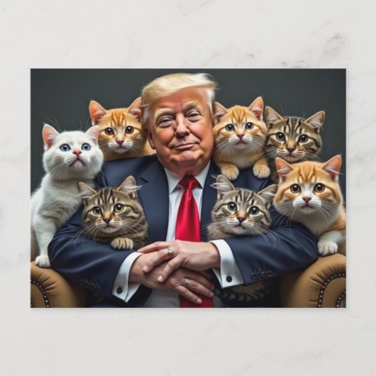 TRUMP MET KATTEN 2024 BRIEFKAART (Voorkant)