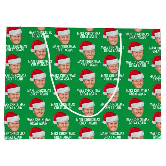Trump met Santa Hat - Maak kerst nog een keer gewe Groot Cadeauzakje (Achterkant)
