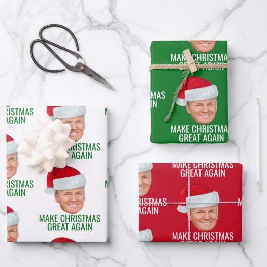 Trump met Santa Hat - Maak kerst nog een keer gewe Inpakpapier Vel (Voorkant)