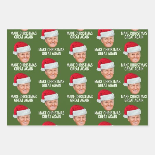 Trump met Santa Hat - Maak kerst nog een keer gewe Inpakpapier Vel (Voorkant 2)