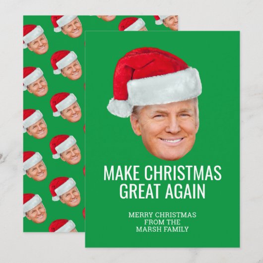 Trump met Santa Hat - Maak kerst nog een keer gewe Kaart (Voorkant / Achterkant)
