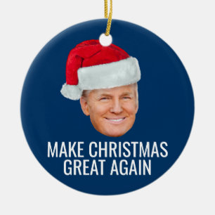 Trump met Santa Hat - Maak kerst nog een keer gewe Keramisch Ornament