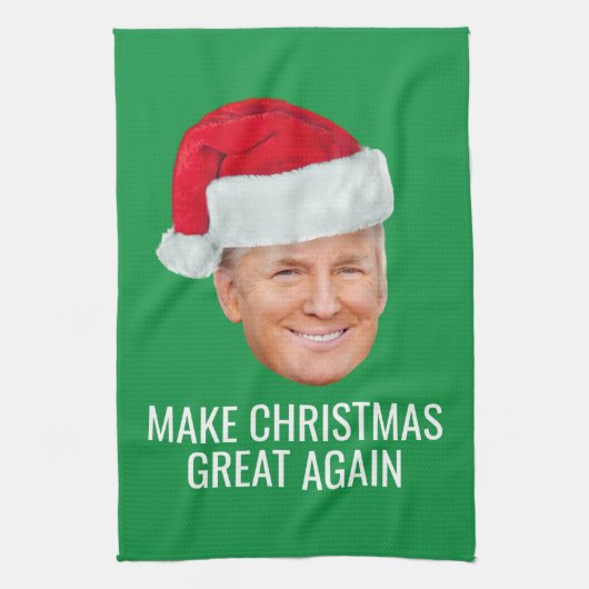 Trump met Santa Hat - Maak kerst nog een keer gewe Theedoek (Verticaal)