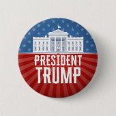 Trump met White House Stars en Stripes Ronde Button 5,7 Cm (Voorkant)