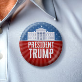 Trump met White House Stars en Stripes Ronde Button 5,7 Cm