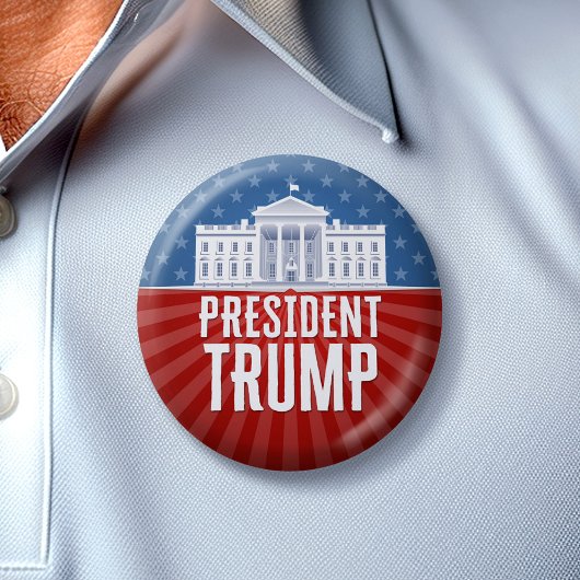 Trump met White House Stars en Stripes Ronde Button 5,7 Cm