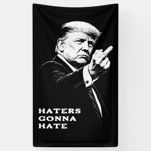 Trump Middenvinger 2026 Meme Grappig Spandoek (Verticaal)