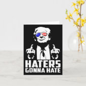 Trump Middenvinger Grappige Haters Gaan Hate Presi Kaart (Gele Bloem)
