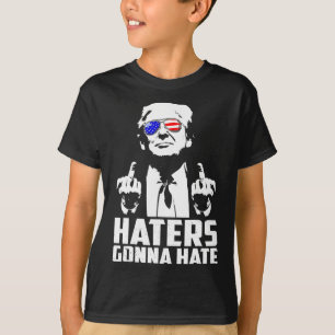 Trump Middenvinger Grappige Haters Gaan Hate Presi T-shirt