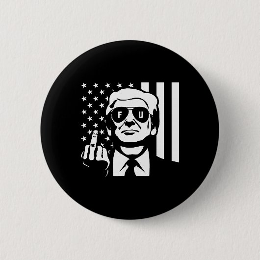 Trump Middenvinger Poster Ronde Button 5,7 Cm (Voorkant)