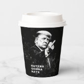 Trump Middle Finger 2026 Meme Funny Papieren Bekers (Achterkant)