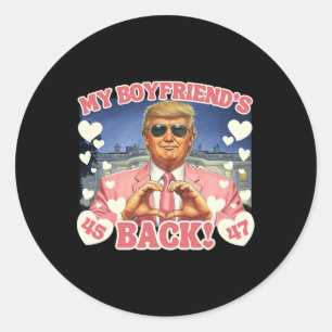 Trump Mijn Vriendje's Ck Valentijnsdag Roze 45 47 Ronde Sticker