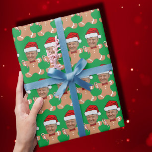 Trump Minimalist Custom Face Foto Gingerbread Cadeaupapier